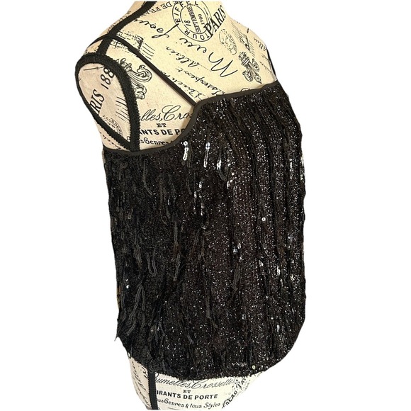 Women's Loft Black Sequined Tank Top Size XXS NWT New Year's Eve Party Club - Picture 2 of 4